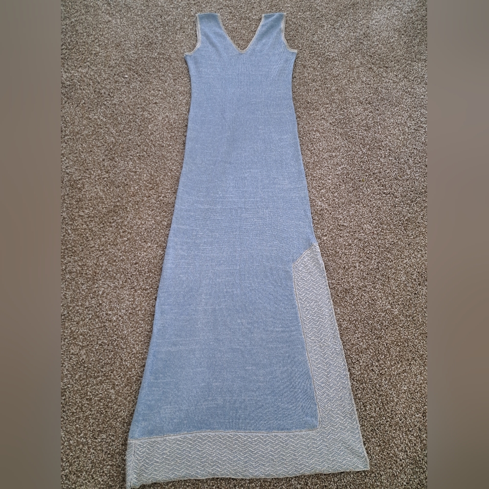 Vintage 1970s 1960s Maxi Floor Length Dress Baby Blue Anne Fogarty